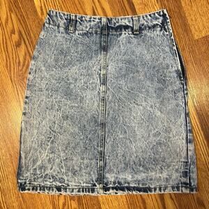 Vintage Bongo Gene Montesano High Waisted Acid Wash Denim Skirt Size 7